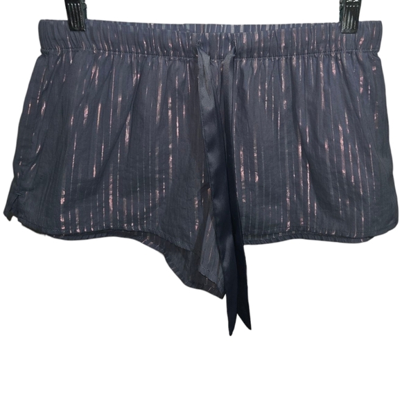 Victoria's Secret Pinstriped Metallic Ribbon Drawstring Shorts - Picture 2 of 3